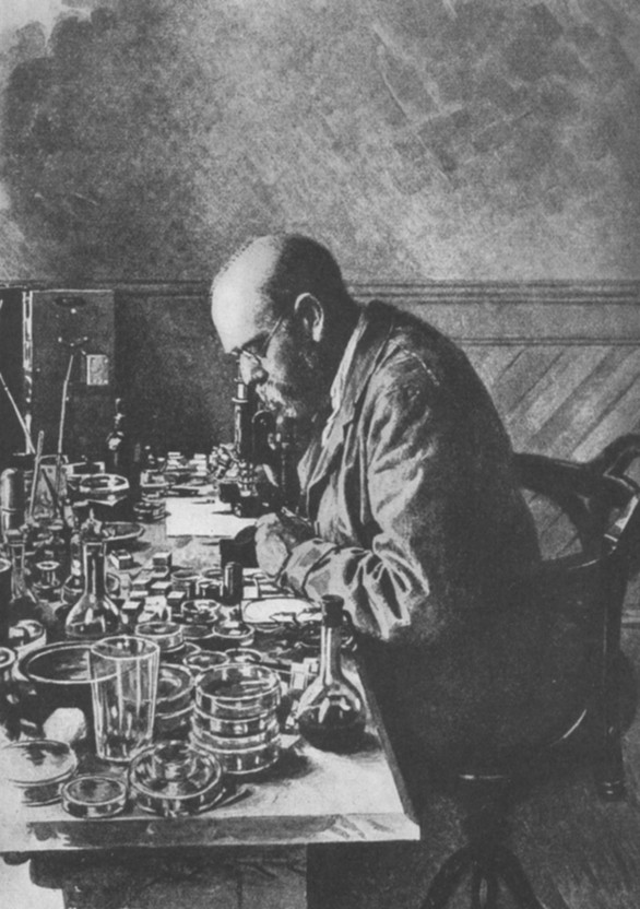 Robert Koch ve své laboratoři.
