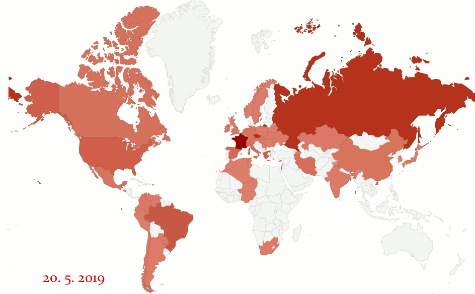 Mapa původu účastníků projektu